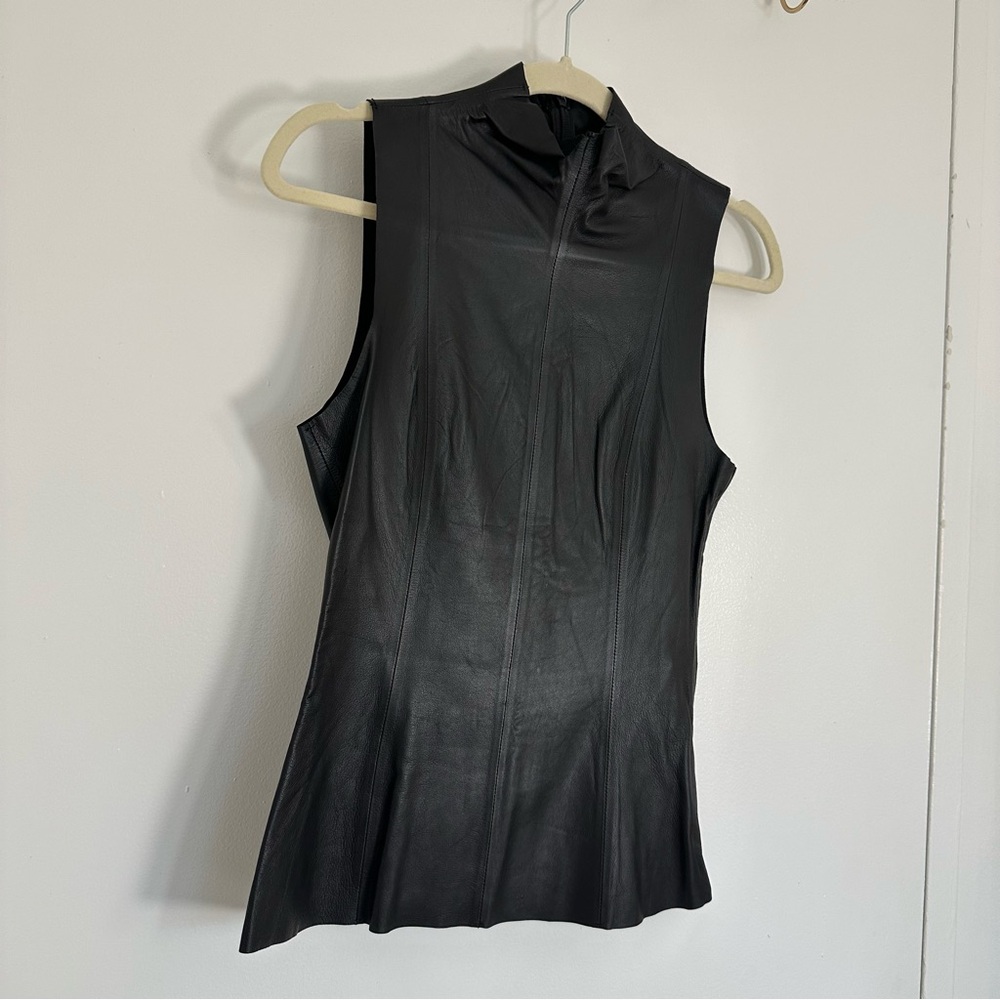 NWOT Zara Limited Edition Black Sleeveless Genuine Leather Top - Picture 4 of 9
